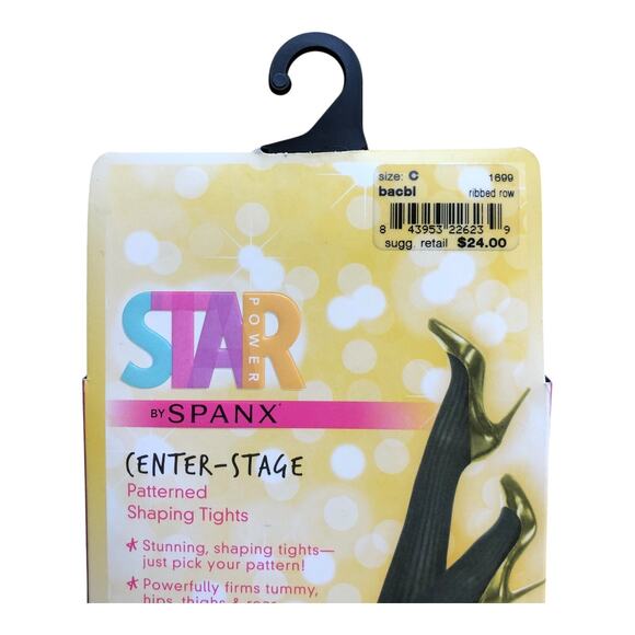 Spanx Star Power Center Stage Ribbed Row Patterned Shaping Tights Size C - Picture 6 of 14